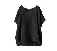 Chemisiers Et Blouses Femme Chic Elegant en Coton Et Lin à Manches Courtes pour Femmes Couleur Unie Décontracté Chemise Gaze De Coton Femme Ete Top Tshirt Tunique Longue Grande Taille