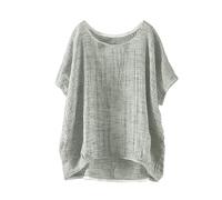 Chemisiers Et Blouses Femme Chic Elegant en Coton Et Lin à Manches Courtes pour Femmes Couleur Unie Décontracté Chemise Gaze De Coton Femme Ete Top Tshirt Tunique Longue Grande Taille