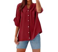 Chemisiers Et Blouses Femme Grande Taille - Chemise Infroissable Femme Chemisier Manche Longue Blouse avec Bouton Haut Col Montant Top Couleur Unie Chemise Ample Vêtements Décontractés Chemisette
