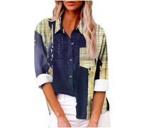 Chemisiers Et Blouses Femme Haut Chic Et Elegant Chemisier Décontractée Tshirt Manche Longue Casual Tunique Blouse Respirant Chemise en Lin Liquette Imprimée Vetement Votre Compte Bleu Foncé 5XL