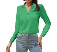 Chemisiers et Blouses Femme Tunique Voile Manche Longue Femme Vetements Chics Robe Chemise Bicolore Ample Manches Longues Boutonnee Lin Courte Haut Chic Et Elegant Soiree Rose