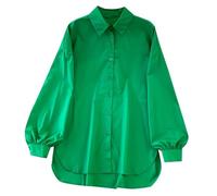 Chemisiers Femmes, Blouse Femme Chic Ete, Chemise Ample Et Polyvalente À Manches Longues avec Devant Et Dos Asymétriques (Green S)