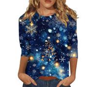 Chemisiers Femmes Pull De Noel Femme Moche Chic Pull Noel Femme Ample Père Noël Sweat Lumineux Bonnet De Noël Vetement Stitch Automne 1#Bleu foncé L
