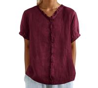 Chemisiers pour femme 2025 avec détails en dentelle pour un usage quotidien, parfait pour un style d'été avec un jean et un pantalon décontracté, lavable en machine, pièce tendance, RD1., S