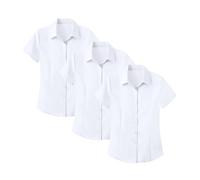 Chemisiers pour femmes 3 Pack - Chemises décontractées à col boutonné et à manches courtes ajustées - Pour dames - Pour le travail, les affaires et le bureau, R, XL