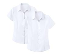 Chemisiers pour femmes 3 Pack - Chemises décontractées et boutonnées à col avec manches courtes ajustées - Pour dames - Pour le travail au bureau, XXL