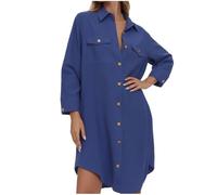 Chemisiers surdimensionnés pour femme, robe longue habillée à col boutonné à manches longues, chemise d'affaires décontractée ample, noir foncé, XL