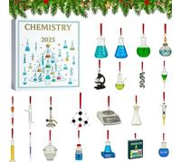 Chemistry Advent Calendars 2025, 24 Days Christmas Countdown Calendar with 24 Experiments Chemistry Set, 2D Acrylic Science Experiments Themed Hanging Pendants for Chemistrys Enthusiast Gift (1PC)
