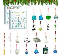 Chemistry Advent Calendars 2025, 24 Days Christmas Countdown Calendar with 24 Experiments Chemistry Set, 2D Acrylic Science Experiments Themed Hanging Pendants for Chemistrys Enthusiast Gift (2PCS)
