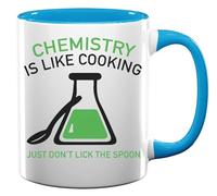 Chemistry is Like Cooking Just Don't Lick The Spoon Tasse en céramique Bleu clair