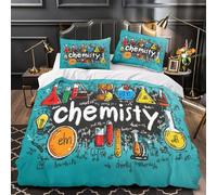 Chemistry Tools Housse de Couette 3D Effet Microfibre Hypoallergique 3 Pièces 2xTaies Super Douce educational Doodle Linge de Lit Ultra Douce Entretien Facile for couple amoureux Single（135x200cm）