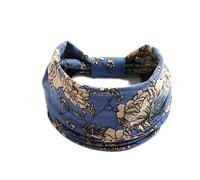 Chemo Headwear Bandeau de yoga extra large doux turban bonnet Alopécie bandana, motif floral bleu, taille unique