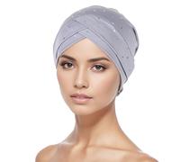 Chemo Turban Bonnet pour femme - Foulard musulman scintillant orné de diamants, postiche de chignon torsadé pré-noué, bonnet de sommeil thermique doux et extensible (TYPE - 10, taille unique)