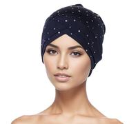 Chemo Turban Bonnet pour femme - Foulard musulman scintillant orné de diamants, postiche de chignon torsadé pré-noué, bonnet de sommeil thermique doux et extensible (TYPE - 2, taille unique)