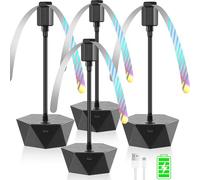 chemotex Lot de 4 éventails anti-mouches pour tables rechargeables, pour garder les mouches loin de la nourriture, ventilateur portable avec lames d'arrêt souples pour extérieur, pique-nique, terrasse