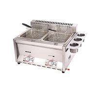 CHEMYO Friteuse à gaz, avec 8L + 8L, Acier Inoxydable, friteuse de Frites de Poulet pour Frites Restaurant de Cuisine à Domicile