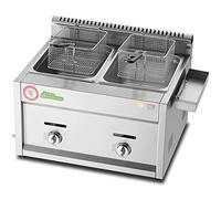 CHEMYO Friteuse, friteuse à gaz Commerciale de Grande capacité 20 L avec bac d'assaisonnement et 2 paniers de friture, friteuse GPL en Acier Inoxydable pour Frites, Beignets, Poisson, Facile à Nett
