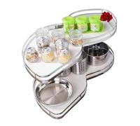 CHEMYO Organisateur Extensible Angle Aveugle Blanc - Étagère Double Rotative à Hauteur Réglable pour Armoires 900mm, Fermeture Douce