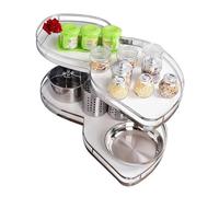 CHEMYO Organisateur Extensible Angle Aveugle Blanc - Étagère Double Rotative à Hauteur Réglable pour Armoires 900mm, Fermeture Douce