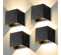CHENBEN Applique murale Exterieur LED Lampe Aluminium 12W 3000K Noir 4 Pcs | Lampe Exterieur Murale 12W Moderne Noir IP65 Lampe Murale Extérieures Réglage de l'angle d'éclairage pour Couloir Chambre