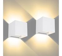 CHENBEN Applique Murale LED Intérieure Extérieur Lampe Murale Etanche IP65 Réglable Lampe Up Down Design 3000K, 12W Applique Murale Carrée Blanc 2 Packs pour Chambre Salon Colonnade Jardin Escalier