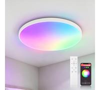 CHENBEN Plafonnier LED 24W IP44 RGB Dimmable App Télécommande,30CM, Blanc | Ce plafonnier LED de 24W avec Bluetooth, RGB et luminosité variable s'adapte à la chambre, salon et salle de bain