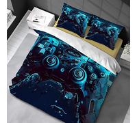 Chenbing Art Housses de Couettes 155x220 cm Gamer 3D Game Console Gamepad Set Impression de Manette de Jeu Moderne Enfants Parure de Lit pour Garçon et Adolescent Jeu Vidéo Housse de Couette 50x75 cm