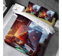 Chenbing Art Housses de Couettes 90x190 cm Gamer 3D Game Console Gamepad Set Impression de Manette de Jeu Moderne Enfants Parure de Lit pour Garçon et Adolescent Jeu Vidéo Housse de Couette 50x75 cm