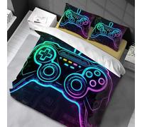 Chenbing Art Parure De Lit 155x220cm Housse De Couette Et Taie d'oreiller 50x75cm pour Enfants Adolescents 3D Console De Jeu Boutons d'action Gamer Console Manette Motif Sets De Housses De Couettes