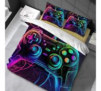 Chenbing Art Parure De Lit 155x220cm Housse De Couette Et Taie d'oreiller 80x80cm pour Enfants Adolescents 3D Console De Jeu Boutons d'action Gamer Console Manette Motif Sets De Housses De Couettes