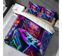 Chenbing Art Parure De Lit 220x240cm Housse De Couette Et Taie d'oreiller 50x75cm pour Enfants Adolescents 3D Console De Jeu Boutons d'action Gamer Console Manette Motif Sets De Housses De Couettes
