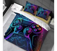 Chenbing Art Parure De Lit 90x190cm Housse De Couette Et Taie d'oreiller 50x75cm pour Enfants Adolescents 3D Console De Jeu Boutons d'action Gamer Console Manette Motif Sets De Housses De Couettes