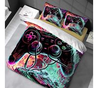 Chenbing Art Parure De Lit 90x190cm Housse De Couette Et Taie d'oreiller 50x75cm pour Enfants Adolescents 3D Console De Jeu Boutons d'action Gamer Console Manette Motif Sets De Housses De Couettes
