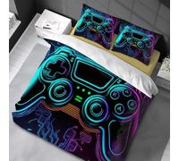 Chenbing Art Parure De Lit 90x190cm Housse De Couette Et Taie d'oreiller 80x80cm pour Enfants Adolescents 3D Console De Jeu Boutons d'action Gamer Console Manette Motif Sets De Housses De Couettes