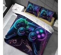 Chenbing Art Parure De Lit 90x190cm Housse De Couette Et Taie d'oreiller 80x80cm pour Enfants Adolescents 3D Console De Jeu Boutons d'action Gamer Console Manette Motif Sets De Housses De Couettes