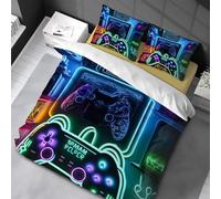 Chenbing Art Parure De Lit 90x190cm Housse De Couette Et Taie d'oreiller 80x80cm pour Enfants Adolescents 3D Console De Jeu Boutons d'action Gamer Console Manette Motif Sets De Housses De Couettes