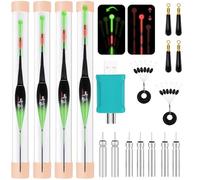 CHENBOOW Accessoires de Pêche,4 Pièces Flotteur Pêche,Flotteurs de Pêche à LED,Flotteurs pour Pêche,Bouchon Peche,Bouchon Lumineux Peche,pour la Pêche au Lac,Rivière ou étang
