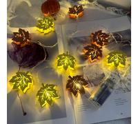 CHENBOOW Automne Décoration Lumineuse,Deco Automne Bois 1.5M,Deco Automne à Suspendre,Guirlande Lumineuse en Feuille d'érable,Lampes d'ambiance Automne LED,Décoration d'automne en Bois,pour la Maison