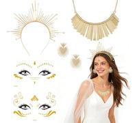 CHENBOOW Serre-Tête Halo,4 Pièces Déesse du Soleil Accessoires de Costume,Halo Couronne Bandeau,Déesse du Soleil Coiffe,Auréole Diadème,pour Fêtes,Carnavals,Halloween Costumes