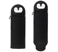 CHENBOOW Trousse Ecole 2 en 1 en Silicone Souple,Trousse Silicone Verticale,Trousse Scolaire,Pingouin Porte-Plume,Étui en Silicone Souple pour L'école,pour Fournitures Scolaires