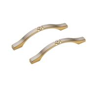 CHENCHEN96 Poignées en Acier Inoxydable 304 Lot de 2 Poignées de Tiroir Dorées Poignées de Porte de Placard Incurvées Poignées de Meuble Pleines (Hole Distance 96mm)
