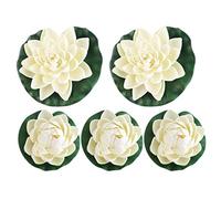 Chencunquangod Lot de 5 nénuphars artificiels blancs de 18 cm, petites plantes flottantes en mousse EVA, pour décoration extérieure étang piscine