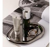 CHENDECOR Plateau argenté décoratif pour salle de bain, plateau à bijoux, plateau rond en céramique, plateau de maquillage, organisateur de maison, assiette de rangement irrégulière, organisateur de