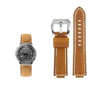 Chêne de ferme modifié adapté for Casio G-SHOCK GA-2100 GM2100 GM-110 GA110 DW5600 série bracelet de montre en cuir de vache givré for hommes (Color : Khaki silver, Size : 24-16mm)