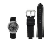 Chêne de ferme modifié adapté for Casio G-SHOCK GA-2100 GM2100 GM-110 GA110 DW5600 série bracelet de montre en cuir de vache givré for hommes (Color : Black silver, Size : 24-16mm)