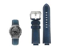Chêne de ferme modifié adapté for Casio G-SHOCK GA-2100 GM2100 GM-110 GA110 DW5600 série bracelet de montre en cuir de vache givré for hommes (Color : Blue silver, Size : 24-16mm)