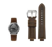 Chêne de ferme modifié adapté for Casio G-SHOCK GA-2100 GM2100 GM-110 GA110 DW5600 série bracelet de montre en cuir de vache givré for hommes (Color : Dark brown silver, Size : 24-16mm)