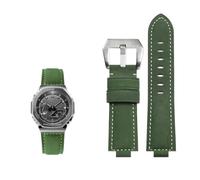 Chêne de ferme modifié adapté for Casio G-SHOCK GA-2100 GM2100 GM-110 GA110 DW5600 série bracelet de montre en cuir de vache givré for hommes (Color : Green silver, Size : 24-16mm)