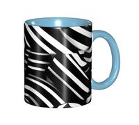 chenfandi Black and White Lines Mug avec anse 330 ml Passe au micro-ondes Convient pour le thé chaud, le lait et autres boissons