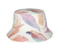 chenfandi Chapeau Seau Plumes Colorées Chapeau de Soleil Pliable Respirant #Convient pour la Plage, le Camping, la Pêche Unisexe Noir